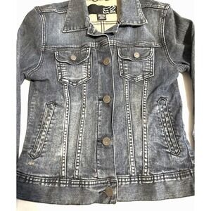 Fox Women's Button Cotton Dark Blue Jean Jacket Size Small‎